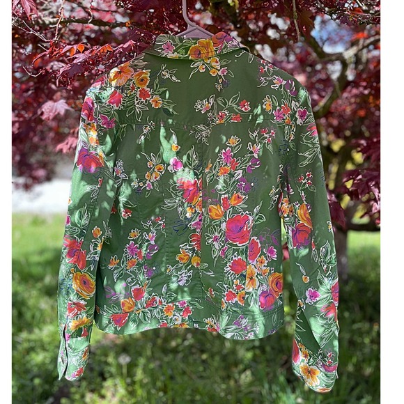 Green and Floral Jacket by Jones New York Sport, L, Pre-worn, Great Condition - Picture 2 of 3